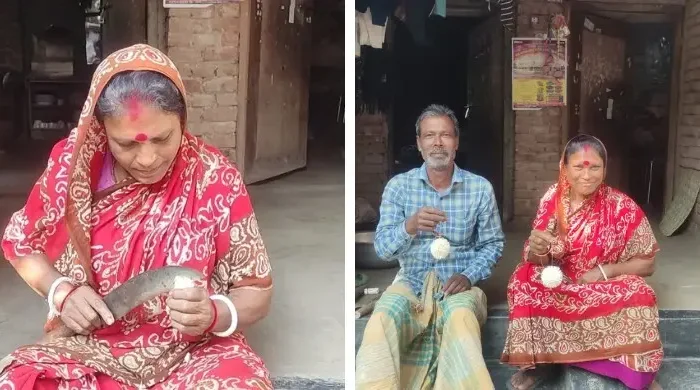 শোলার তৈরি ফুলেই সংসার চলছে রেখা বিশ্বাসের